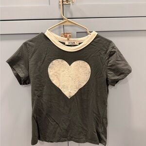 Letluv for Anthropologie Heart Graphic Ringer Tee